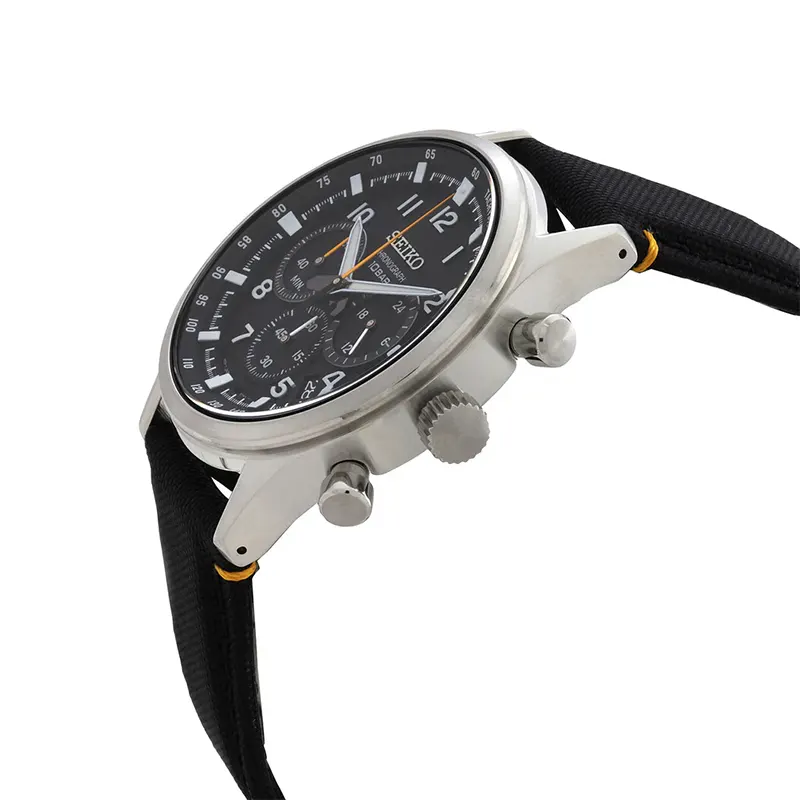 Seiko Sport Chronograph Black Dial Nylon Sporty Men's Watch- SSB449P1